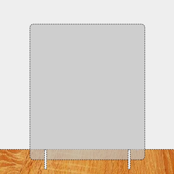 Plexiglas spatscherm OP MAAT GEFREESD dikte 4 mm met 2 steunen